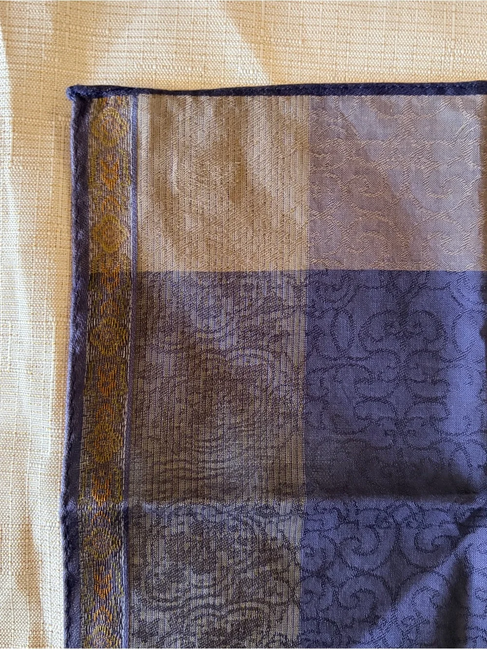 Christian Dior Navy and Gray Scarf /Handkercheif 18”x18”